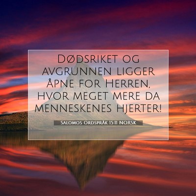 Picture 07 - Salomos Ordspråk 15:11 NORSK - Dødsriket og avgrunnen ligger åpne for Herren, - Bible Verse Picture