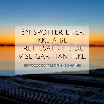Picture 07 - Salomos Ordspråk 15:12 NORSK - En spotter liker ikke å bli irettesatt; til de - Bible Verse Picture