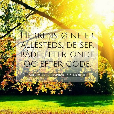 Picture 07 - Salomos Ordspråk 15:3 NORSK - Herrens øine er allesteds, de ser både efter - Bible Verse Picture
