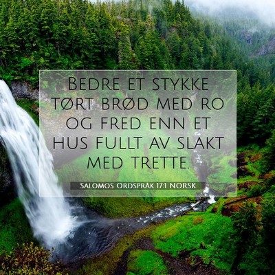 Picture 07 - Salomos Ordspråk 17:1 NORSK - Bedre et stykke tørt brød med ro og fred enn et - Bible Verse Picture