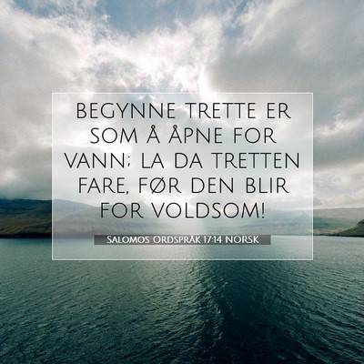 Picture 07 - Salomos Ordspråk 17:14 NORSK - begynne trette er som å åpne for vann; la da - Bible Verse Picture