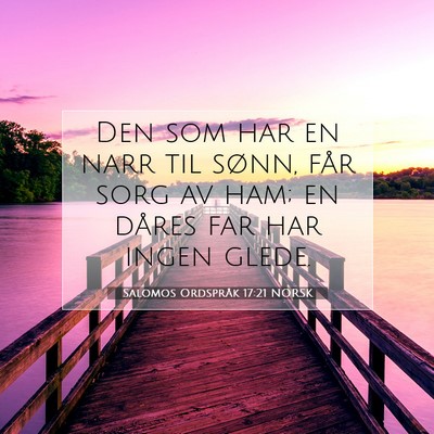 Picture 07 - Salomos Ordspråk 17:21 NORSK - Den som har en narr til sønn, får sorg av ham; - Bible Verse Picture