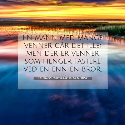 Picture 07 - Salomos Ordspråk 18:24 NORSK - En mann med mange venner går det ille; men der - Bible Verse Picture