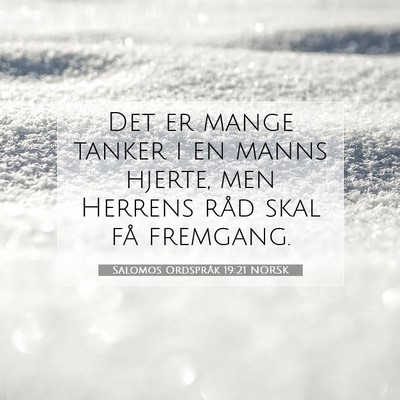 Picture 07 - Salomos Ordspråk 19:21 NORSK - Det er mange tanker i en manns hjerte, men - Bible Verse Picture