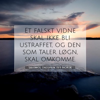 Picture 07 - Salomos Ordspråk 19:9 NORSK - Et falskt vidne skal ikke bli ustraffet, og den - Bible Verse Picture
