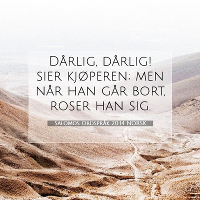 Picture 07 - Salomos Ordspråk 20:14 NORSK - Dårlig, dårlig! sier kjøperen; men når han - Bible Verse Picture