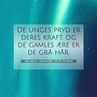 Picture 07 - Salomos Ordspråk 20:29 NORSK - De unges pryd er deres kraft, og de gamles ære - Bible Verse Picture