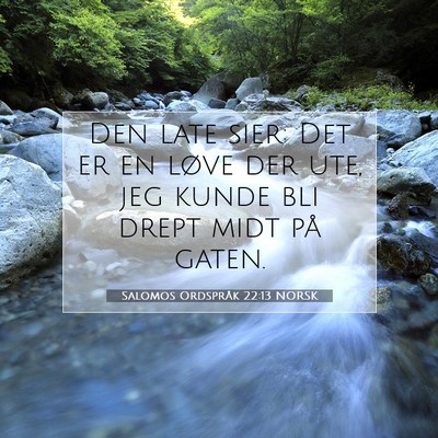 Picture 07 - Salomos Ordspråk 22:13 NORSK - Den late sier: Det er en løve der ute, jeg kunde - Bible Verse Picture