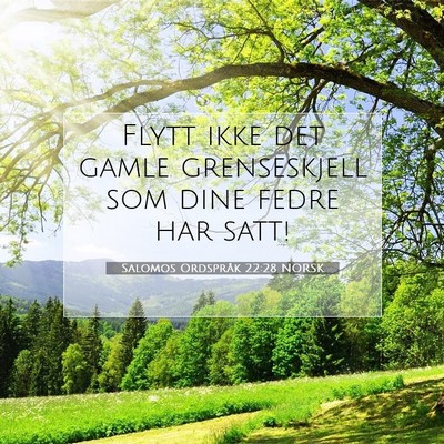 Picture 07 - Salomos Ordspråk 22:28 NORSK - Flytt ikke det gamle grenseskjell som dine fedre - Bible Verse Picture