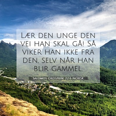 Picture 07 - Salomos Ordspråk 22:6 NORSK - Lær den unge den vei han skal gå! Så viker han - Bible Verse Picture