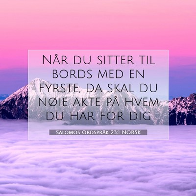 Picture 07 - Salomos Ordspråk 23:1 NORSK - Når du sitter til bords med en fyrste, da skal - Bible Verse Picture