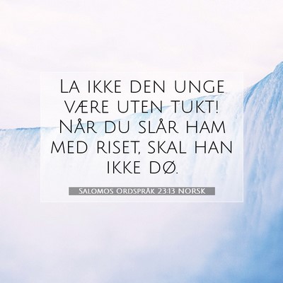 Picture 07 - Salomos Ordspråk 23:13 NORSK - La ikke den unge være uten tukt! Når du slår - Bible Verse Picture