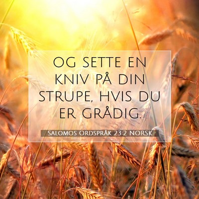 Picture 07 - Salomos Ordspråk 23:2 NORSK - og sette en kniv på din strupe, hvis du er - Bible Verse Picture