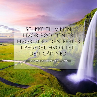 Picture 07 - Salomos Ordspråk 23:31 NORSK - Se ikke til vinen, hvor rød den er, hvorledes - Bible Verse Picture