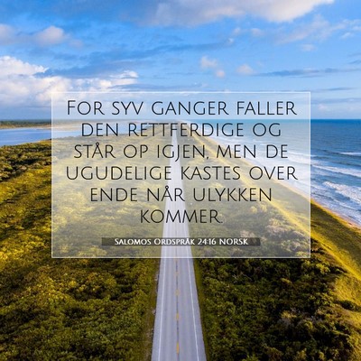 Picture 07 - Salomos Ordspråk 24:16 NORSK - For syv ganger faller den rettferdige og står op - Bible Verse Picture