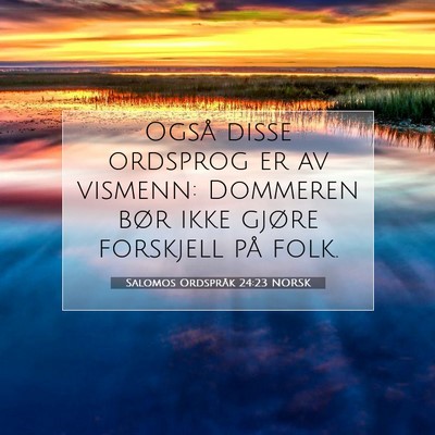 Picture 07 - Salomos Ordspråk 24:23 NORSK - Også disse ordsprog er av vismenn: Dommeren bør - Bible Verse Picture