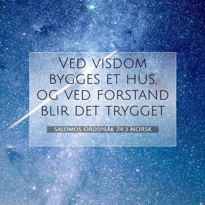 Picture 07 - Salomos Ordspråk 24:3 NORSK - Ved visdom bygges et hus, og ved forstand blir - Bible Verse Picture
