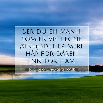 Picture 07 - Salomos Ordspråk 26:12 NORSK - Ser du en mann som er vis i egne øine(-)det er - Bible Verse Picture