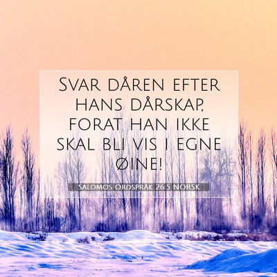 Picture 07 - Salomos Ordspråk 26:5 NORSK - Svar dåren efter hans dårskap, forat han ikke - Bible Verse Picture