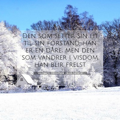 Picture 07 - Salomos Ordspråk 28:26 NORSK - Den som setter sin lit til sin forstand, han er - Bible Verse Picture