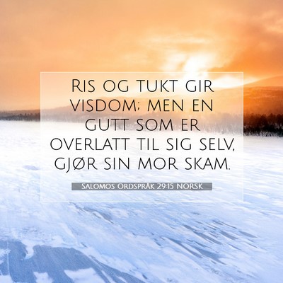 Picture 07 - Salomos Ordspråk 29:15 NORSK - Ris og tukt gir visdom; men en gutt som er - Bible Verse Picture