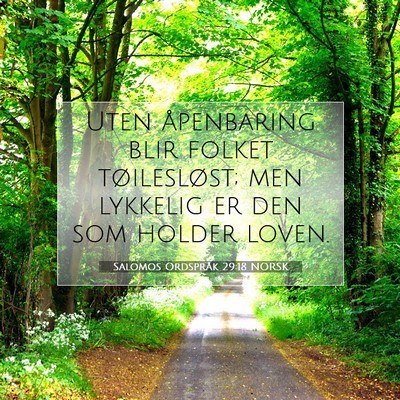 Picture 07 - Salomos Ordspråk 29:18 NORSK - Uten åpenbaring blir folket tøilesløst; men - Bible Verse Picture