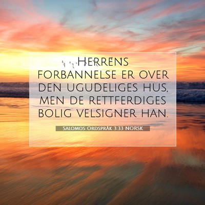 Picture 07 - Salomos Ordspråk 3:33 NORSK - Herrens forbannelse er over den ugudeliges hus, - Bible Verse Picture