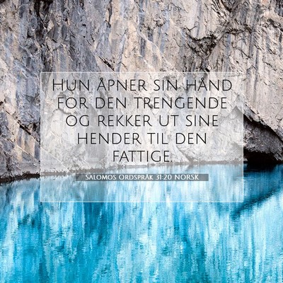 Picture 07 - Salomos Ordspråk 31:20 NORSK - Hun åpner sin hånd for den trengende og rekker - Bible Verse Picture