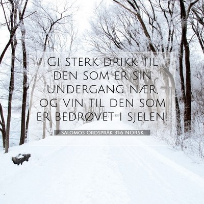 Picture 07 - Salomos Ordspråk 31:6 NORSK - Gi sterk drikk til den som er sin undergang nær, - Bible Verse Picture