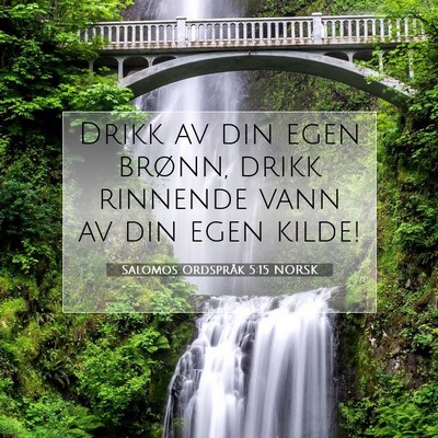 Picture 07 - Salomos Ordspråk 5:15 NORSK - Drikk av din egen brønn, drikk rinnende vann av - Bible Verse Picture