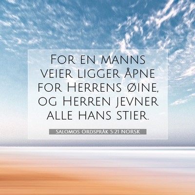 Picture 07 - Salomos Ordspråk 5:21 NORSK - For en manns veier ligger åpne for Herrens - Bible Verse Picture