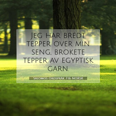 Picture 07 - Salomos Ordspråk 7:16 NORSK - Jeg har bredt tepper over min seng, brokete - Bible Verse Picture