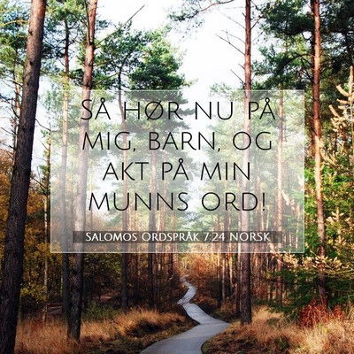 Picture 07 - Salomos Ordspråk 7:24 NORSK - Så hør nu på mig, barn, og akt på min munns - Bible Verse Picture