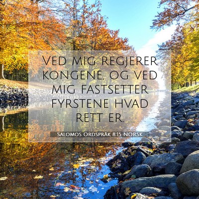 Picture 07 - Salomos Ordspråk 8:15 NORSK - Ved mig regjerer kongene, og ved mig fastsetter - Bible Verse Picture