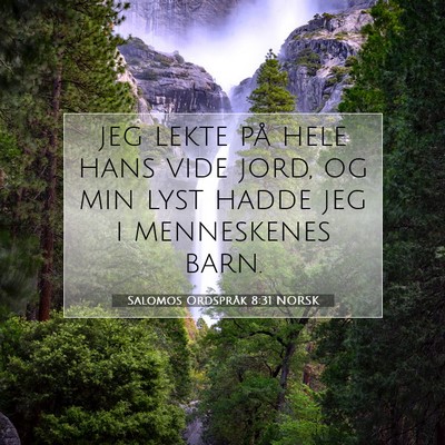 Picture 07 - Salomos Ordspråk 8:31 NORSK - jeg lekte på hele hans vide jord, og min lyst - Bible Verse Picture