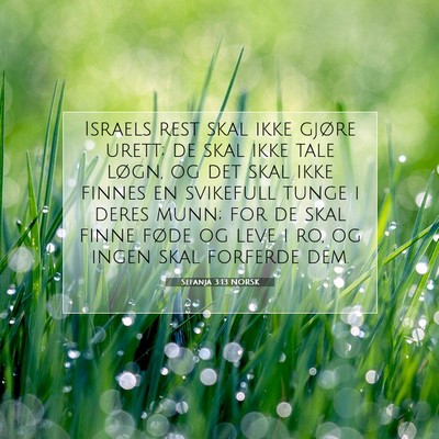 Picture 07 - Sefanja 3:13 NORSK - Israels rest skal ikke gjøre urett; de skal ikke - Bible Verse Picture