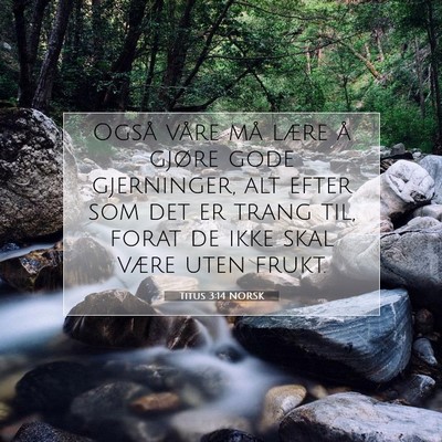 Picture 07 - Titus 3:14 NORSK - Også våre må lære å gjøre gode gjerninger, - Bible Verse Picture