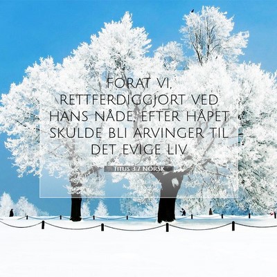 Picture 07 - Titus 3:7 NORSK - forat vi, rettferdiggjort ved hans nåde, efter - Bible Verse Picture