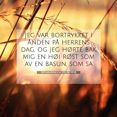 Picture 07 - Åpenbaringen 1:10 NORSK - Jeg var bortrykket i ånden på Herrens dag, og - Bible Verse Picture