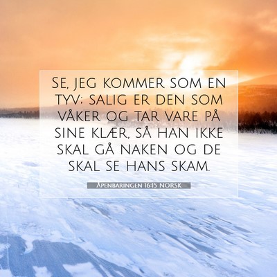 Picture 07 - Åpenbaringen 16:15 NORSK - Se, jeg kommer som en tyv; salig er den som - Bible Verse Picture