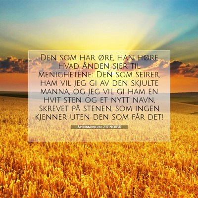 Picture 07 - Åpenbaringen 2:17 NORSK - Den som har øre, han høre hvad Ånden sier til - Bible Verse Picture