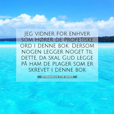 Picture 07 - Åpenbaringen 22:18 NORSK - Jeg vidner for enhver som hører de profetiske - Bible Verse Picture