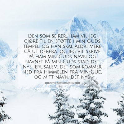 Picture 07 - Åpenbaringen 3:12 NORSK - Den som seirer, ham vil jeg gjøre til en støtte - Bible Verse Picture