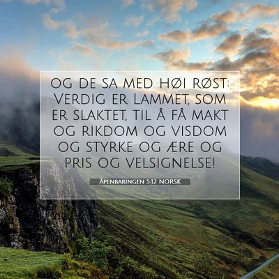 Picture 07 - Åpenbaringen 5:12 NORSK - og de sa med høi røst: Verdig er Lammet, som er - Bible Verse Picture