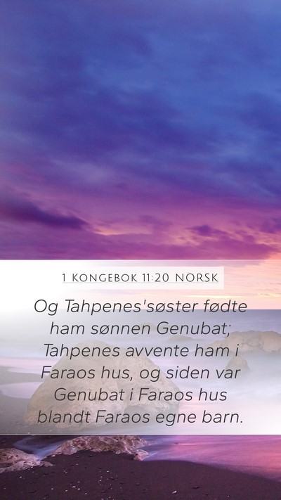 1 Kongebok 11:20 NORSK Mobile Phone Wallpaper - Og Tahpenes'søster fødte ham sønnen Genubat; - Mobile Bible Verse Wallpaper