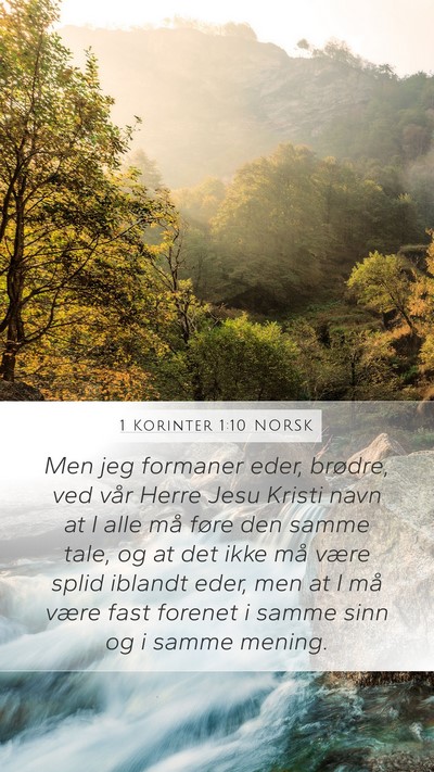 1 Korinter 1:10 NORSK Bible Verse Image
