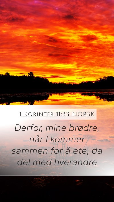 1 Korinter 11:33 NORSK Mobile Phone Wallpaper - Derfor, mine brødre, når I kommer sammen for å - Mobile Bible Verse Wallpaper