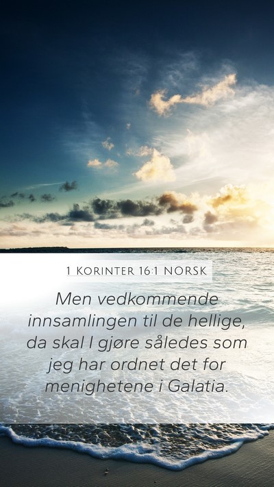 1 Korinter 16:1 NORSK Bible Verse Image