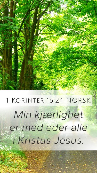 1 Korinter 16:24 NORSK Mobile Phone Wallpaper - Min kjærlighet er med eder alle i Kristus - Mobile Bible Verse Wallpaper