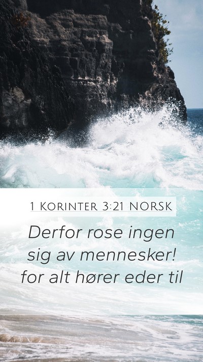 1 Korinter 3:21 NORSK Bible Verse Image